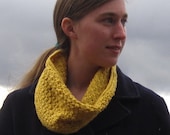 Hand Knit, Mustard Yellow Trinity Stitch Women's Cowl/ Winter Neckwarmer