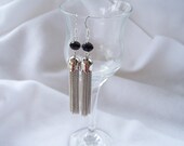 Black and Silver Dangling Chain Long Tassel Earrings - Handmade Jewelry - Gatsby Inspired - Ready to Ship