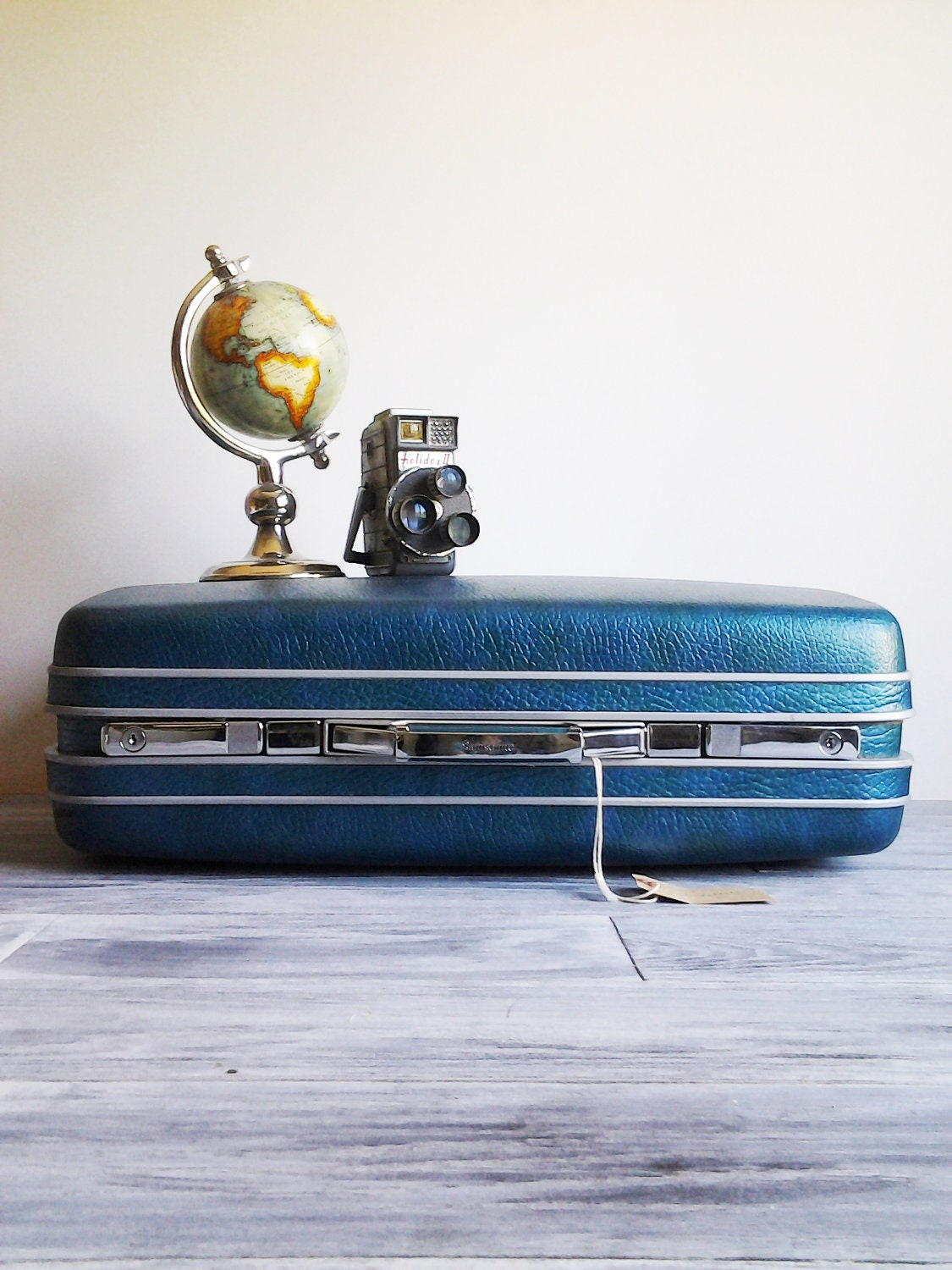Vintage Turquoise Samsonite Sherbrooke Suitcase Plastic Travel Luggage