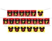Happy Birthday Mickey Mouse themed Banner with name - Custom Digital File Il_170x135
