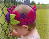 CUSTOM Bi-color Crochet Crown with Flower Baby Birthday Crown Boutique Little Boys Crown Made to Order