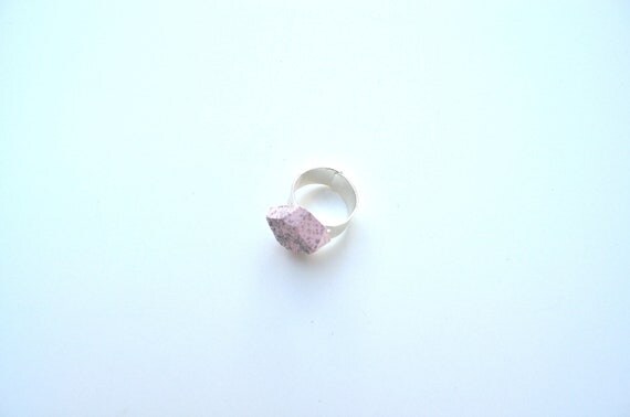 Pink & Glitter Faceted Rock Ring