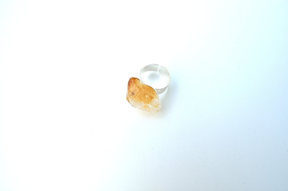 Raw Citrine Crystal Ring