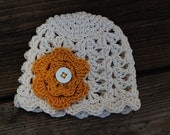 Lightweight crochet baby beanie - white baby hat - handmade - Newborn to Toddler sizes -  cotton - handmade - summer/ spring baby hat