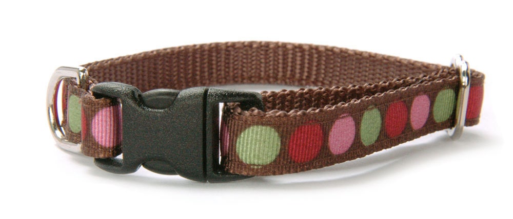 Small dog Collar polka dots pink pet collar for toy dog teacup dog small dog Matching dog leash dog harness are available