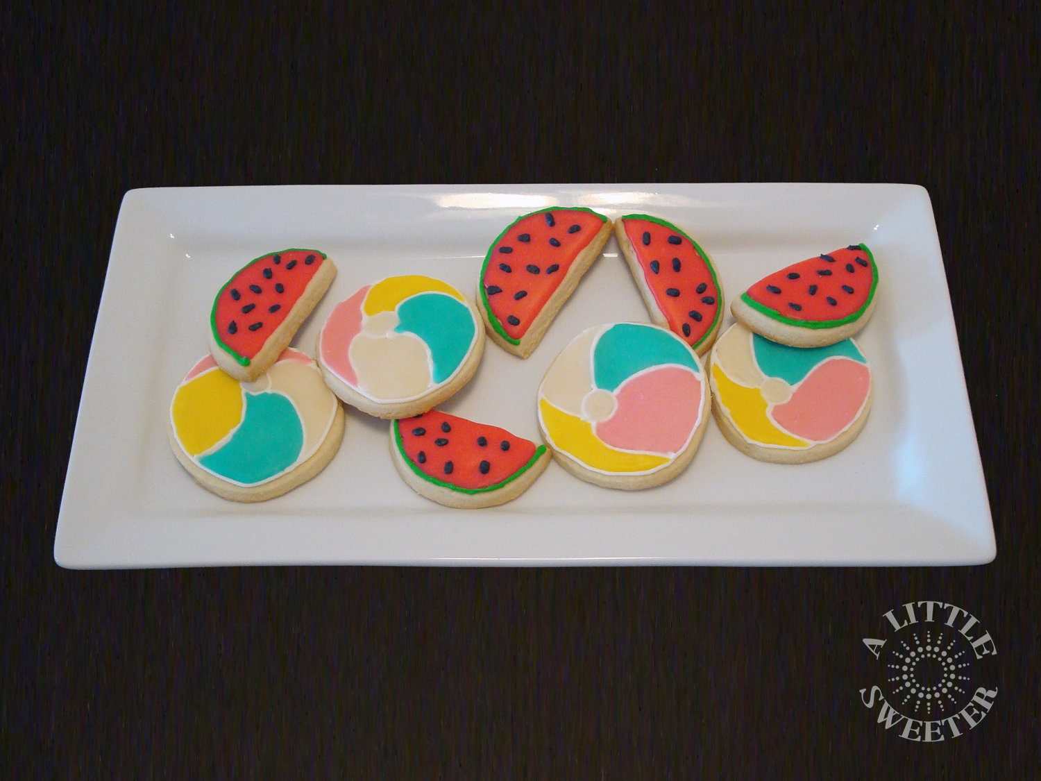 Pool or Beach Party Watermelon and Beach Ball Sugar Cookies 1 Dozen
