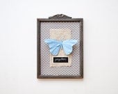 Chevron French Butterfly in Antique Frame
