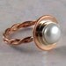 Freshwater Pearl Sterling Silver Bezel Rustic Solid Copper Ring Available in Size 8