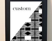 CUSTOM 8 x 10 White OR Black Digital Print of Your Neighborhood NYC Original Modern New York City Home Decor Graphic Print