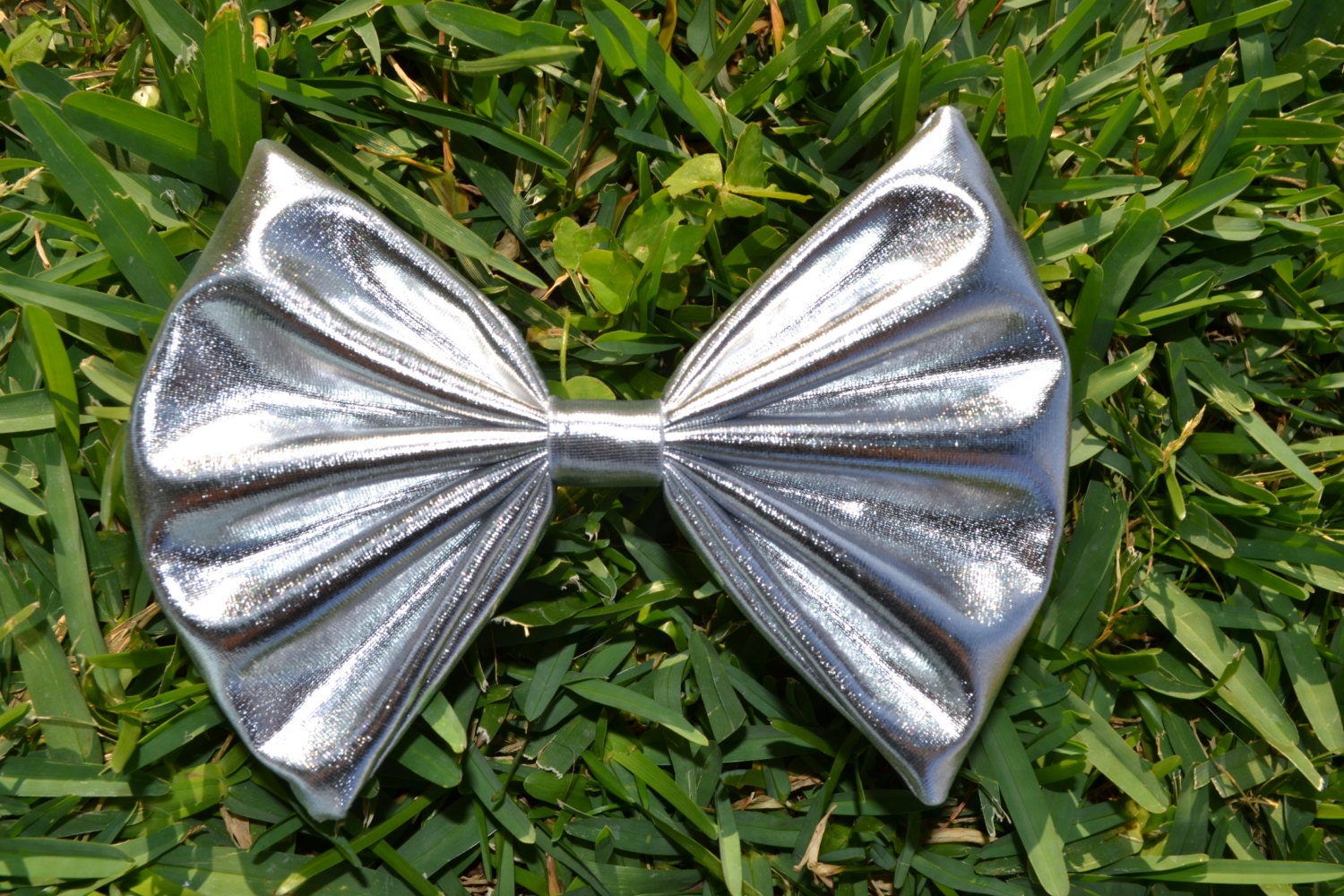 Silver Metallic Hair Bow
