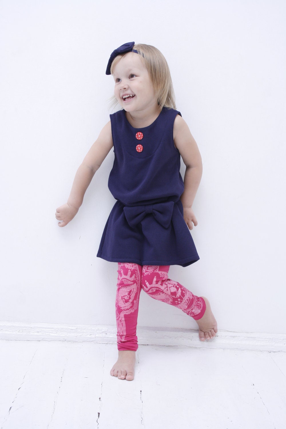 Girls dress navy blue A line dress Spring dress