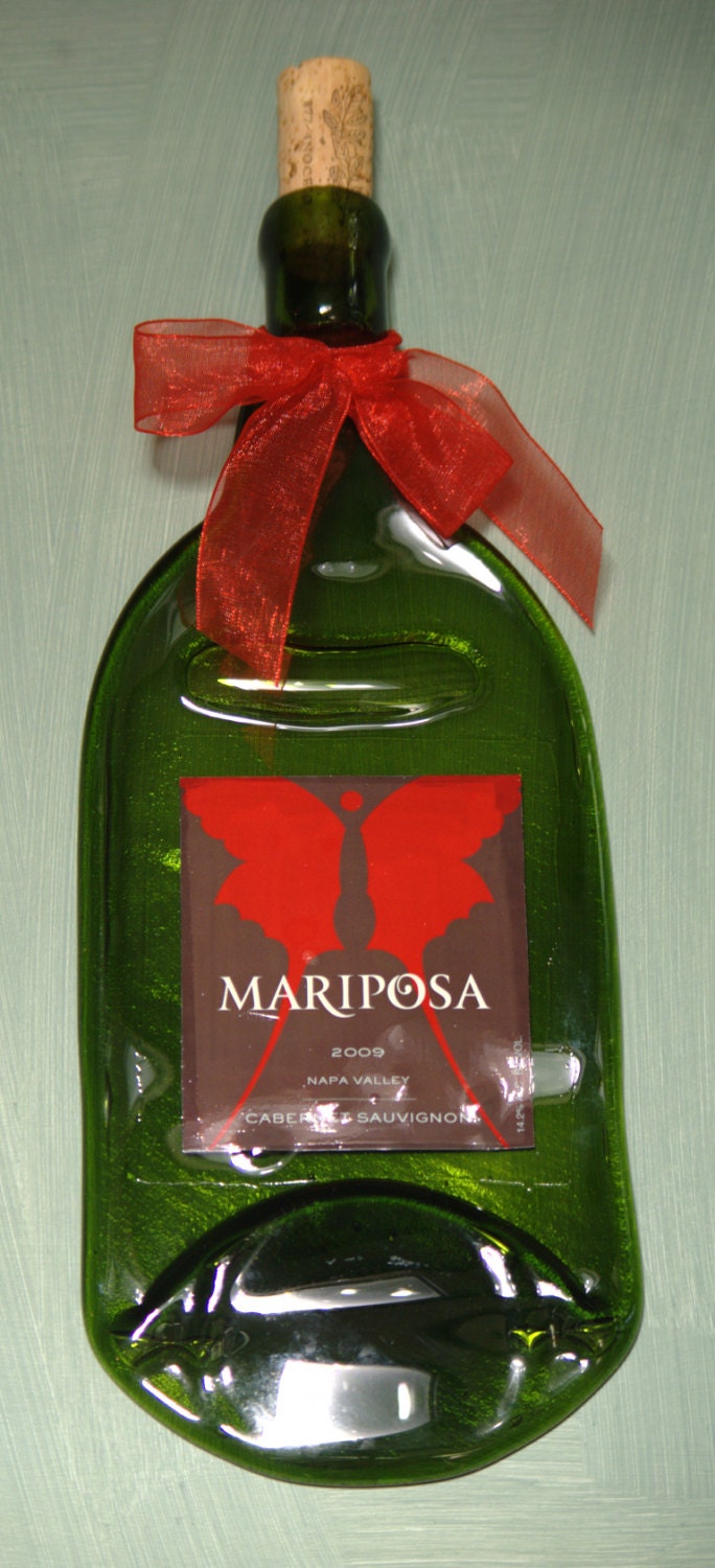 Mariposa - Flat wine bottle slumped glass