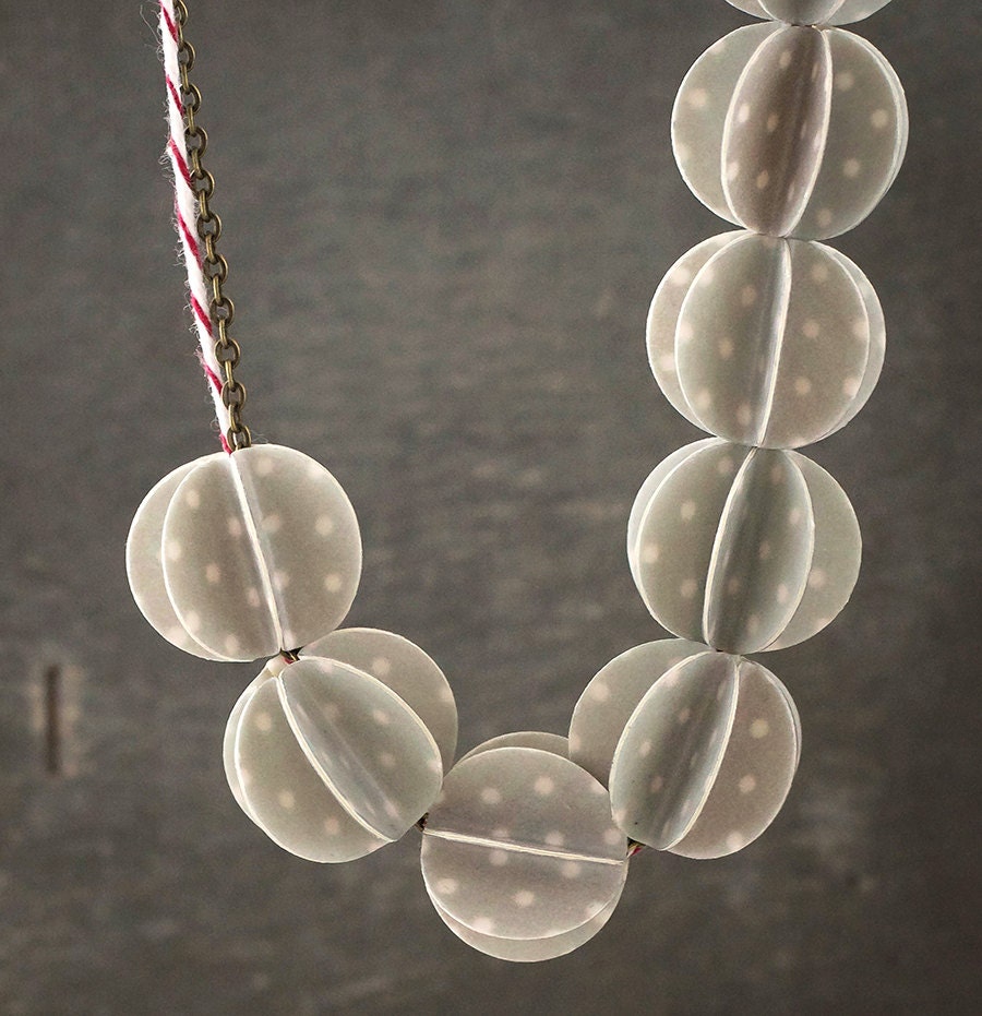 Circus Style Necklace / Polka Dots and Red and White Stripes