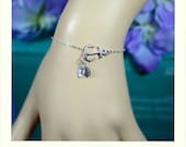 Anchor Silver BRACELET 2 initial leaves,Personalized monogram jewelry ,Sisters, best friend ,mom,bridesmaid gifts .friendship .Beach wedding