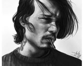 Johnny Depp Roll Up Print A4
