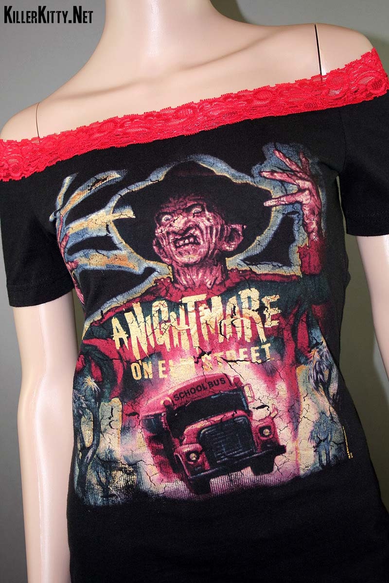 Freddy Krueger Nightmare On Elm Street Off The Shoulder Lace Horror Tunic