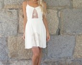 Anita: Ivory silk and vintage lace slip dress