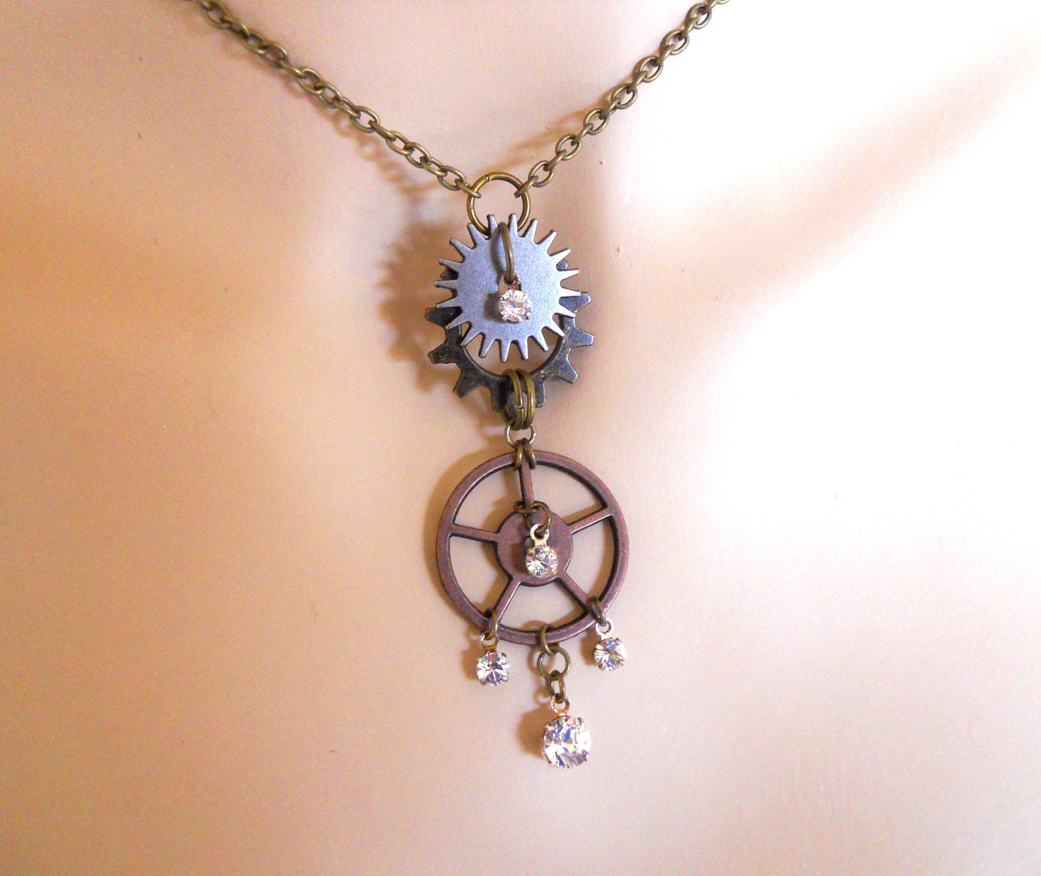 Steampunk Airship Mechanic's everyday pendant Cogs and Gears Necklace