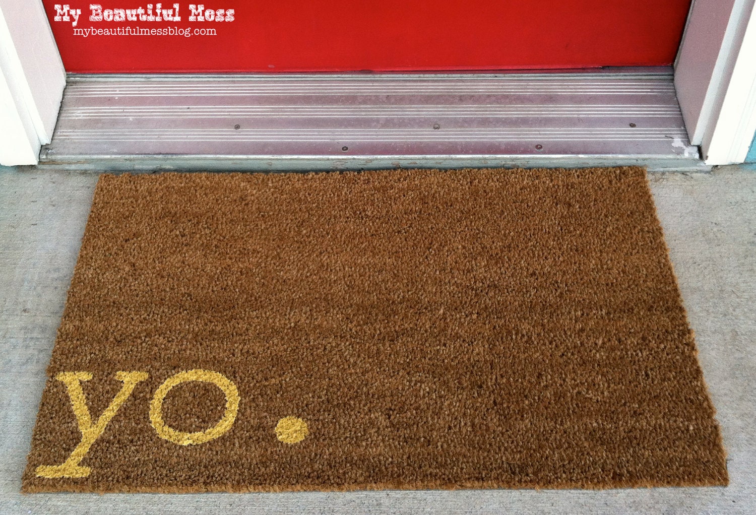 Witty Hand Painted Coir Welcome Mat - yo. - Choose Your Color