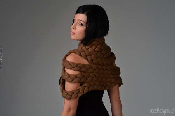 Braided Shrug in Sepia