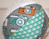 Eco-friendly Toy Ball - Cameras - Snap Happy - Medium Size - Orange, Grey and Mint Colors