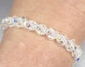 Crystal Bridal Bracelet, Swarovski Crystal Hugs and Kisses Beadwoven Crystal Bridal Bracelet, Bridesmaid Crystal Bracelet - Sofia (WB0087)