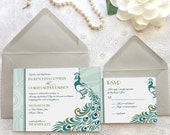 Painted Peacock Fancy 1920s Art Deco Wedding Invitations - Deposit