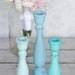 Shabby Chic Candle Holders Distressed Blue Nautical Beach Cottage Home Decor Collection of 3