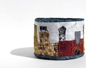 Urban Appliqued Fabric Bowl Storage Organizer