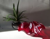 FuSeD GlAsS BoWL with GrAceFuL CuRvEs in DeEp RiCh ReD and WhiTe SwIRL