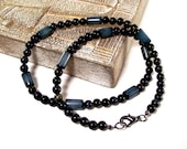 Men's True Blue Tigers Eye and Buri Beaded Necklace