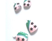 Kawaii Watermelon Nail Art 2 Toenail Tips (PICK size of big toe) 3d nail art fake nails acrylic pedicure green pink melon BONUS Oval Nails