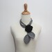 Heather Grey Skinny Leaf Lariat with Black Rose Brooch