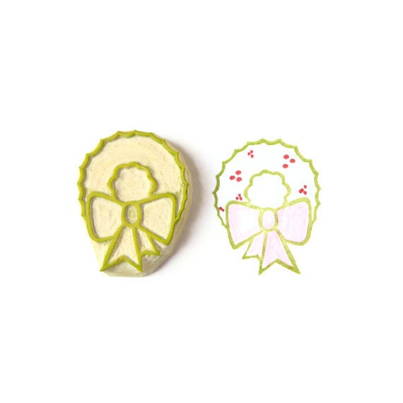 Holiday Wreath Stamp - Rubber Stamp - Cling Rubber Stamp