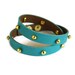 Studded Leather Wrap Bracelet - Turquoise