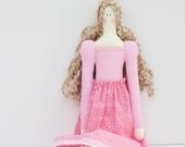 Fabric doll lovely blonde Princess in pink - cloth doll stuffed doll,softie plush rag doll- handmade doll toy - birthday gift for girl