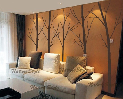 winter tree wall decal nursery wall decal baby wall decal children wall decal wedding wall murals decal bed room decal-Five Winter Trees