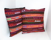 Set Cushion Covers Two Pillows HMONG Hill Tribe Thailand FAIR Trade Handmade (CS013-BK2)