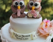 Wedding owl love bird cake topper, customizable, mustache wedding