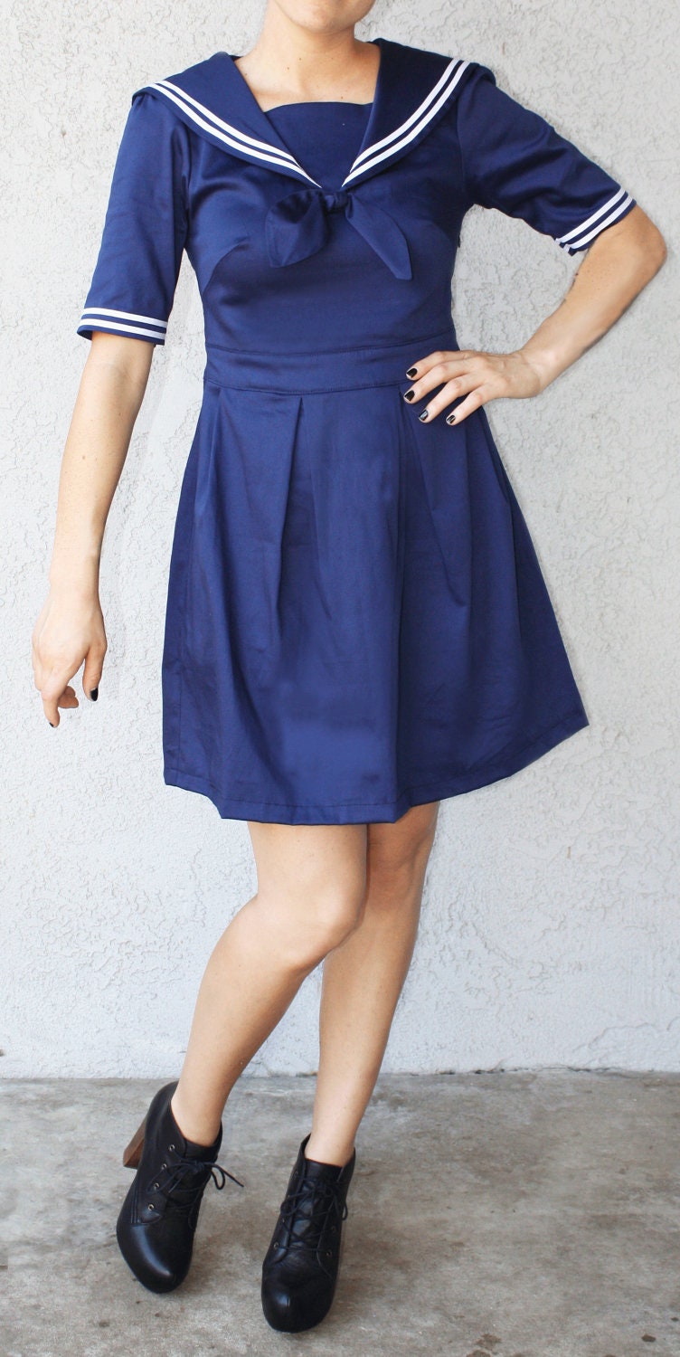 Navy Sailor Pleated Dress