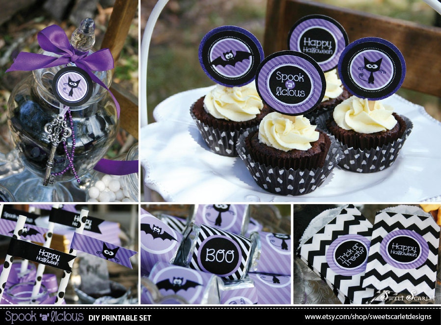 HALLOWEEN Printable Set - Cupcake Toppers, Party Bag Toppers, Bunting, Candy Wrappers and More Il_570xn