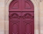Paris Door Photograph - Maroon Door, Parisian Architecture Fine Art Photo, Home Decor, French Wall Art