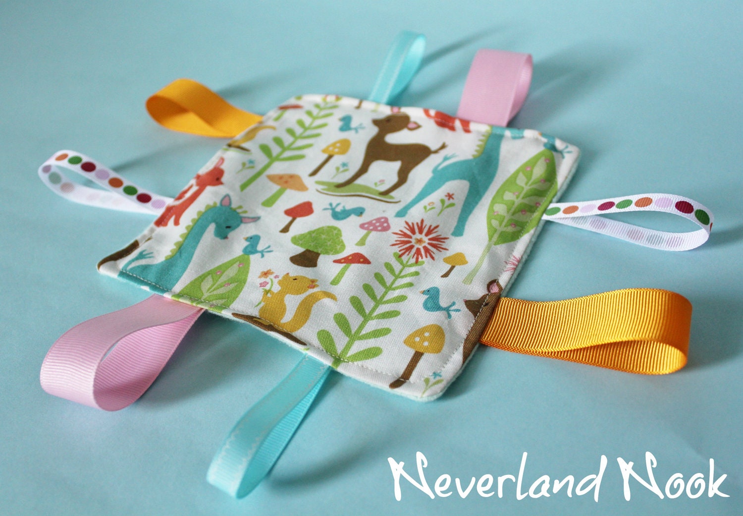 Crinkle Ribbon Sensory Woodland Tails Toy - Crinkle Blanket - Crinkle Toy - Sensory Toy - Woodland Animal Tag Toy - Sheri McCulley