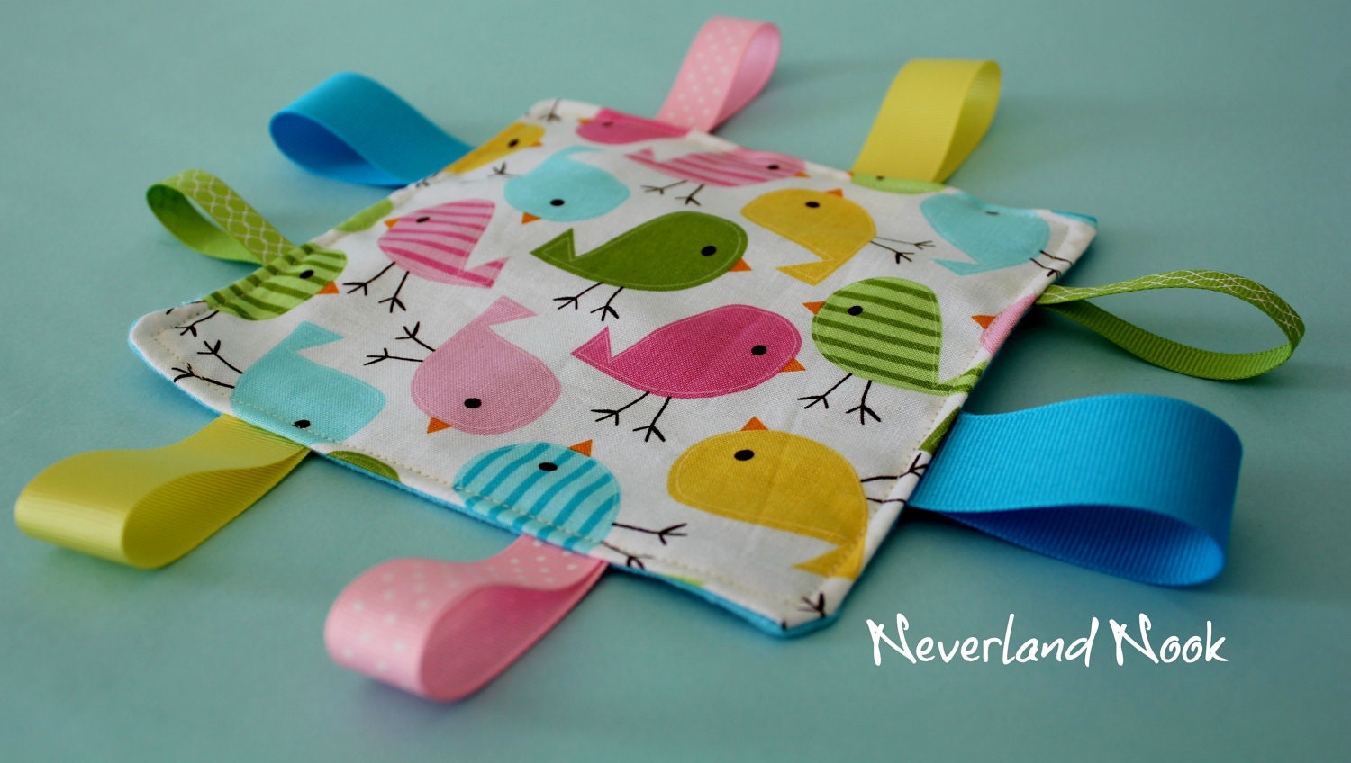 Crinkle Ribbon Sensory Bird Toy - Crinkle Blanket - Sensory Toy - Tag Toy - Robert Kaufman Fabric - Baby Shower Gift