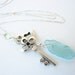 Skeleton Key Jewelry - Aqua Seaglass Necklace