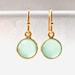 Aqua Chalcedony Earrings, Gemstones Bezel Set in Gold Vermeil, Round, Sea Foam Green Jewelry - Bridesmaids Set