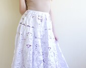 White Lace Skirt - Ra-Ra Skirt - 1950s Go-Go - Race-wear from Vintage Satin Lace, Size 10-12