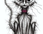 SALE - Kipper kitty Naughty bad pet cat Original picture ink sketch handmade art