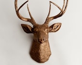 White Faux Taxidermy - Faux Deer Head - The Bennett - Bronze Resin Deer Head- Stag Resin Bronze Faux Taxidermy- Chic & Trendy