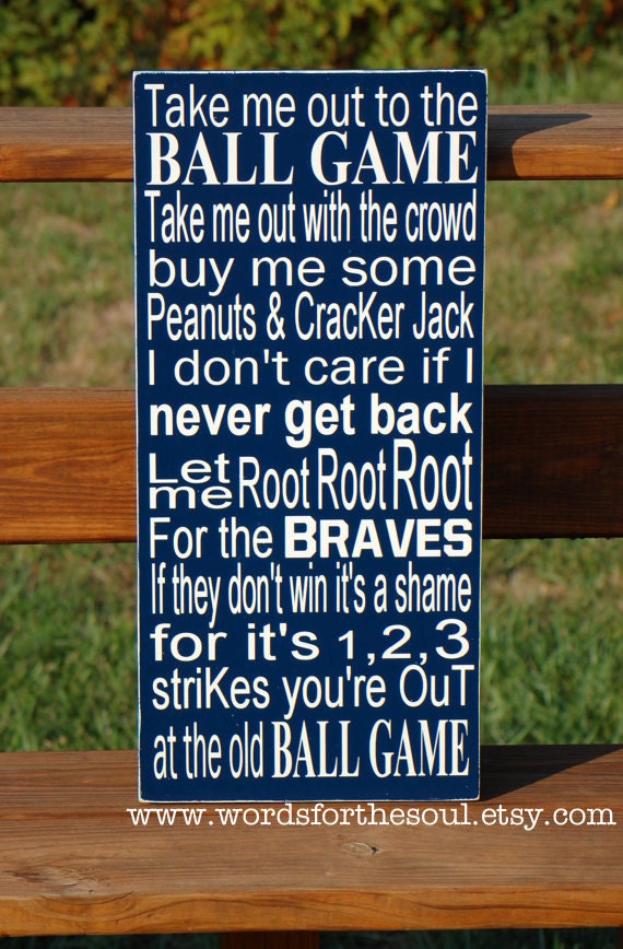Take Me Out to The Ballgame Ball Game Baseball Nursery Wooden Typography Subway Sign Customize Favorite Team Yankees